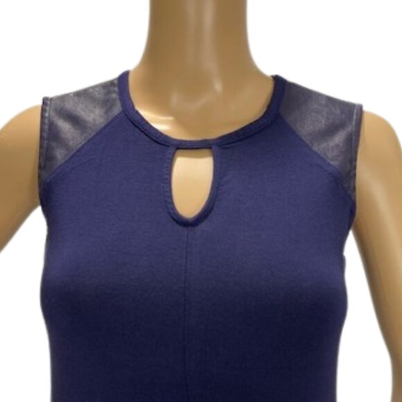 Armani Exchange Navy Blue Keyhole Sleeveless Top - Picture 2 of 6
